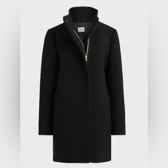 NWT J. Crew Black Wool Peacoat City Coat with Button Neck mock neck - Picture 6 of 13